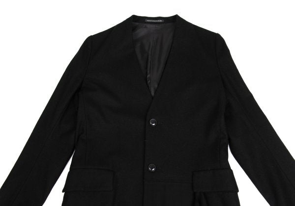 Y's Wool Blend Draped No-Collar Coat Black Size 1