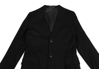 Y's Wool Blend Draped No-Collar Coat Black Size 1