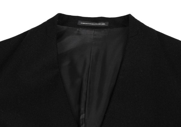Y's Wool Blend Draped No-Collar Coat Black Size 1