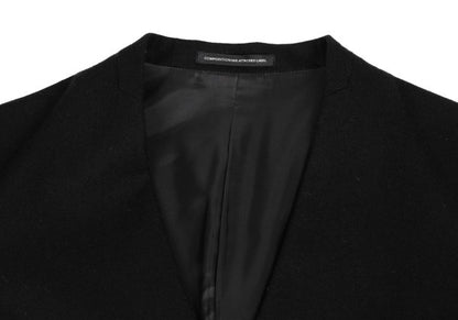 Y's Wool Blend Draped No-Collar Coat Black Size 1