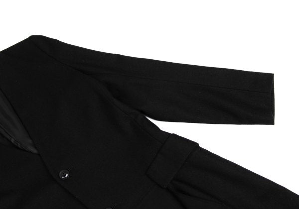 Y's Wool Blend Draped No-Collar Coat Black Size 1
