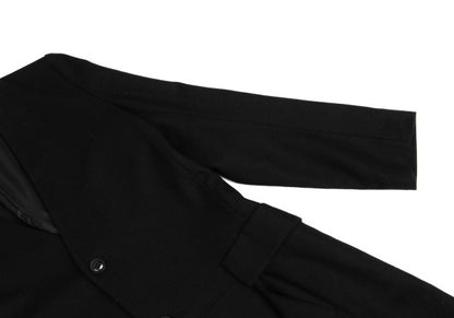 Y's Wool Blend Draped No-Collar Coat Black Size 1