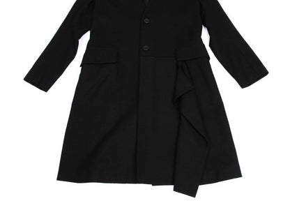 Y's Wool Blend Draped No-Collar Coat Black Size 1