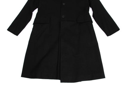 Y's Wool Blend Draped No-Collar Coat Black Size 1