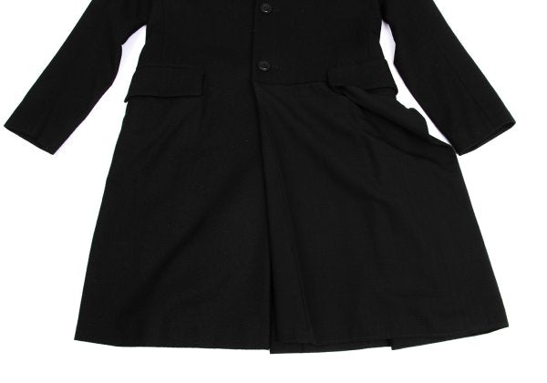Y's Wool Blend Draped No-Collar Coat Black Size 1