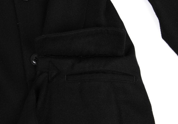 Y's Wool Blend Draped No-Collar Coat Black Size 1