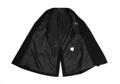 Y's Wool Blend Draped No-Collar Coat Black Size 1