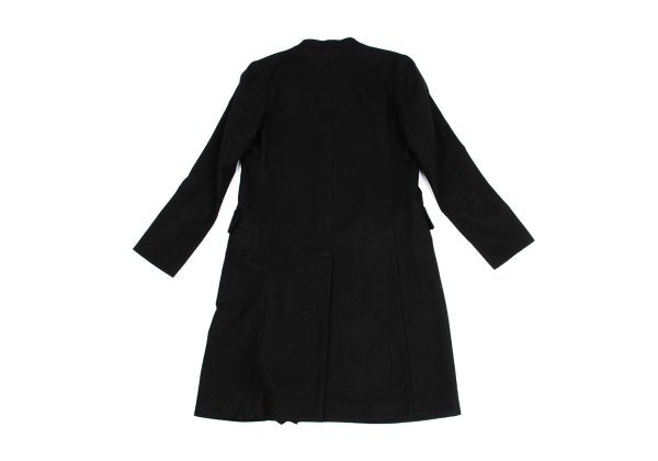 Y's Wool Blend Draped No-Collar Coat Black Size 1