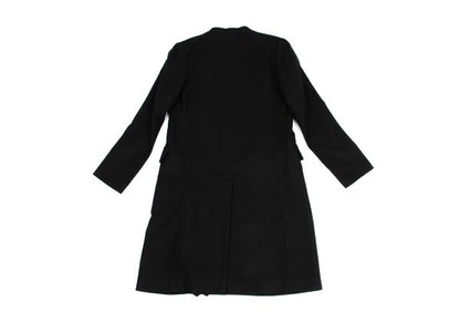 Y's Wool Blend Draped No-Collar Coat Black Size 1