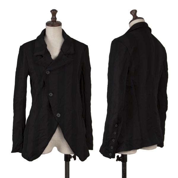 Y's Polyester Washer Stripe Jacket Black Size 2