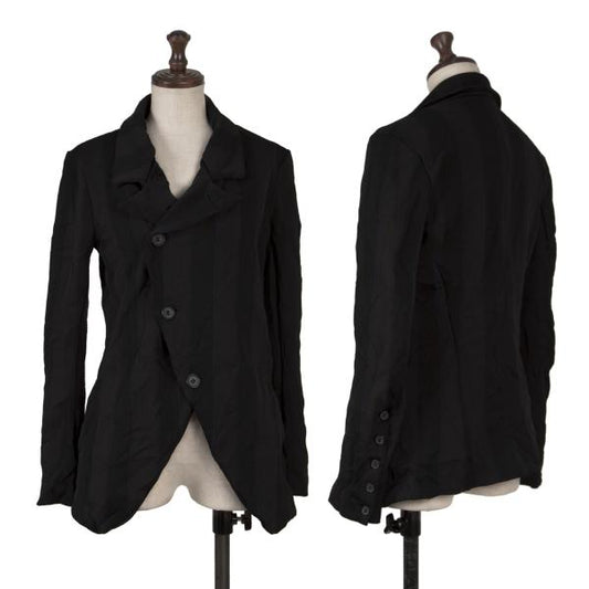 Y's Polyester Washer Stripe Jacket Black Size 2