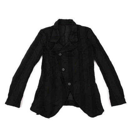 Y's Polyester Washer Stripe Jacket Black Size 2