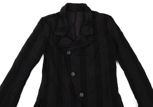 Y's Polyester Washer Stripe Jacket Black Size 2