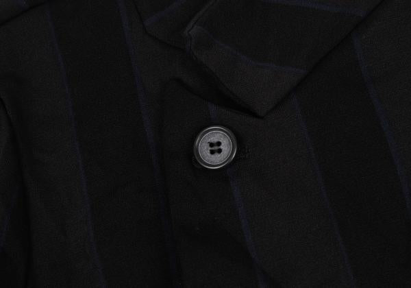 Y's Polyester Washer Stripe Jacket Black Size 2