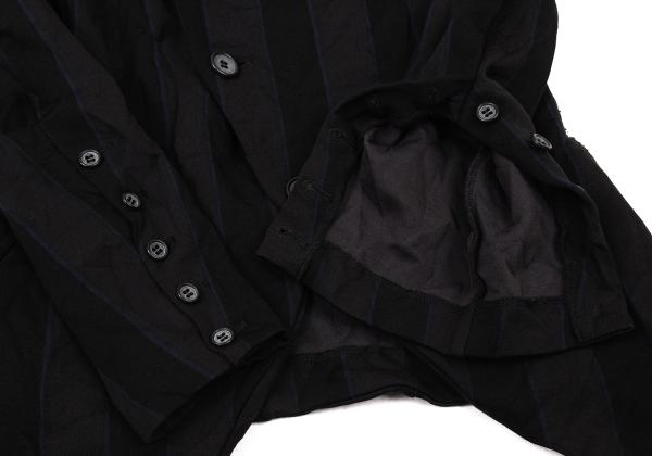 Y's Polyester Washer Stripe Jacket Black Size 2