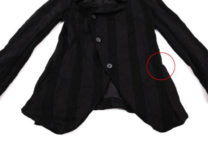 Y's Polyester Washer Stripe Jacket Black Size 2