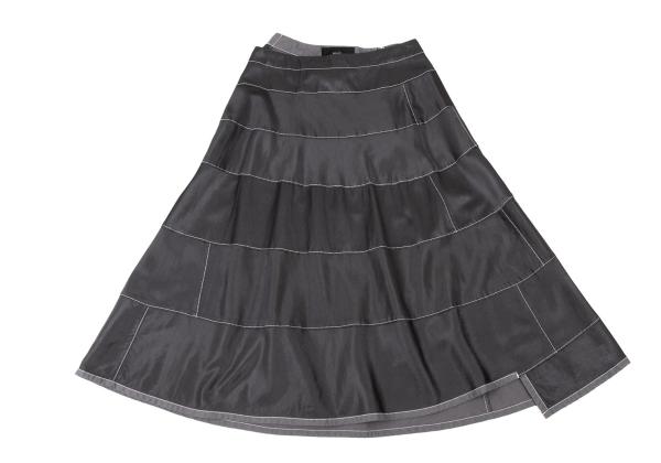 tricot COMME des GARCONS Gray Satin Panel Midi Skirt Size S