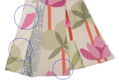 MARNI 00AW Floral Sequin Wrap Skirt Beige Multi Size 40