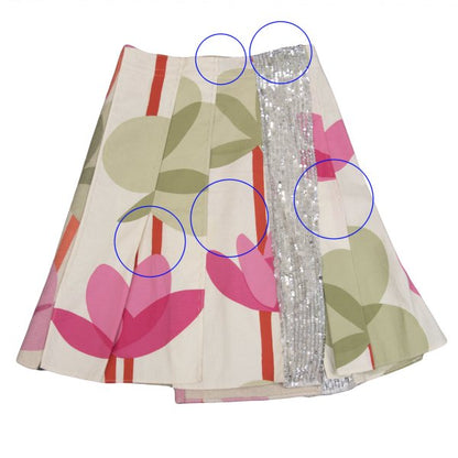 MARNI 00AW Floral Sequin Wrap Skirt Beige Multi Size 40