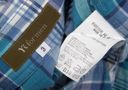 Yohji Yamamoto Y’s for men Madras Check S/S Shirt Size 3