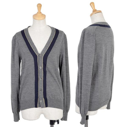 COMME des GARCONS Gold Lame Trim Wool Cardigan Gray Size S