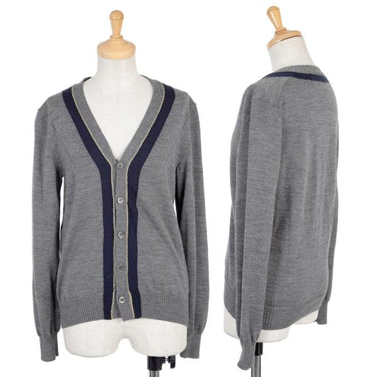 COMME des GARCONS Gold Lame Trim Wool Cardigan Gray Size S