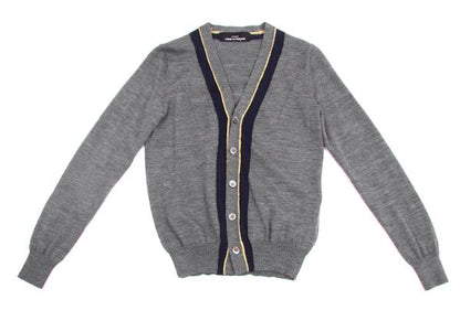 COMME des GARCONS Gold Lame Trim Wool Cardigan Gray Size S