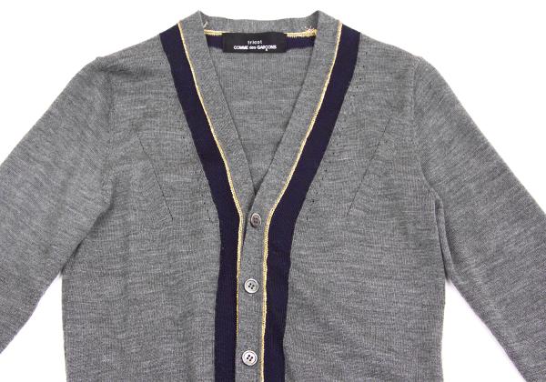 COMME des GARCONS Gold Lame Trim Wool Cardigan Gray Size S