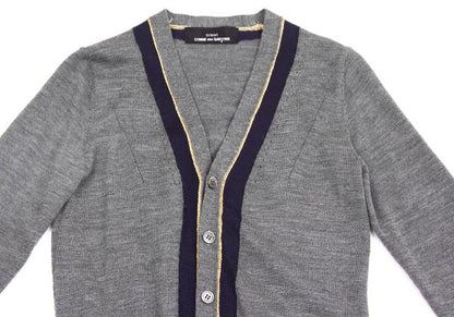 COMME des GARCONS Gold Lame Trim Wool Cardigan Gray Size S