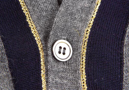 COMME des GARCONS Gold Lame Trim Wool Cardigan Gray Size S