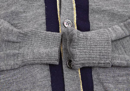 COMME des GARCONS Gold Lame Trim Wool Cardigan Gray Size S