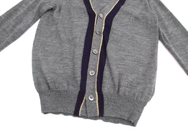 COMME des GARCONS Gold Lame Trim Wool Cardigan Gray Size S