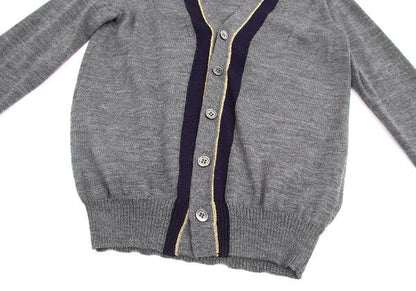 COMME des GARCONS Gold Lame Trim Wool Cardigan Gray Size S