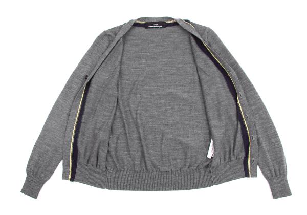 COMME des GARCONS Gold Lame Trim Wool Cardigan Gray Size S