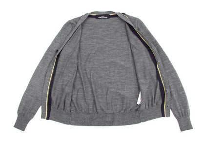 COMME des GARCONS Gold Lame Trim Wool Cardigan Gray Size S