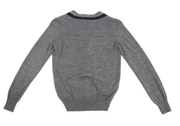 COMME des GARCONS Gold Lame Trim Wool Cardigan Gray Size S