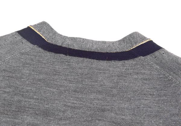 COMME des GARCONS Gold Lame Trim Wool Cardigan Gray Size S