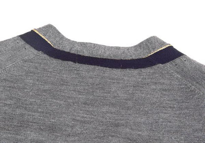 COMME des GARCONS Gold Lame Trim Wool Cardigan Gray Size S