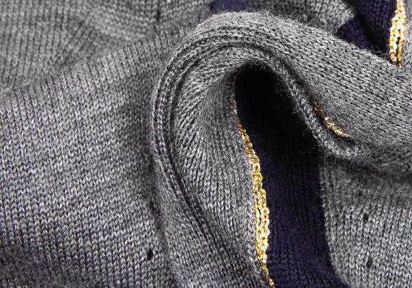 COMME des GARCONS Gold Lame Trim Wool Cardigan Gray Size S