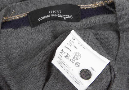 COMME des GARCONS Gold Lame Trim Wool Cardigan Gray Size S
