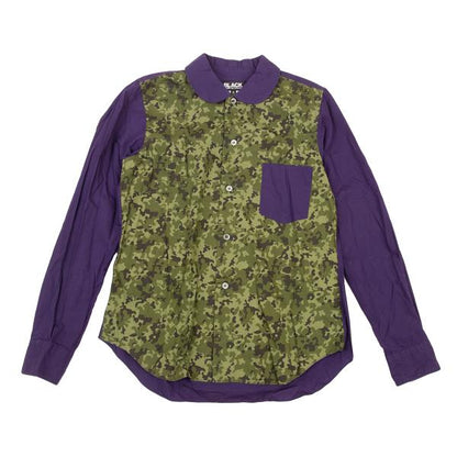 BLACK COMME des GARCONS Camo Panel Purple Khaki Shirt Size S