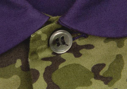 BLACK COMME des GARCONS Camo Panel Purple Khaki Shirt Size S