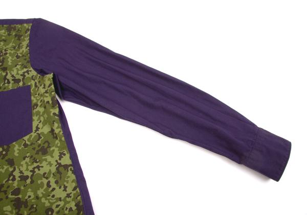 BLACK COMME des GARCONS Camo Panel Purple Khaki Shirt Size S