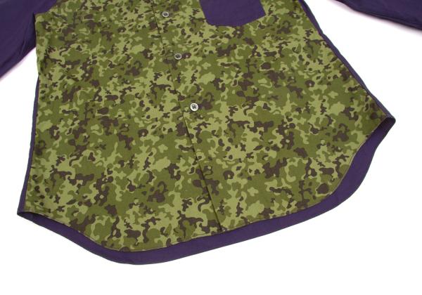 BLACK COMME des GARCONS Camo Panel Purple Khaki Shirt Size S