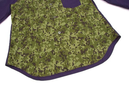 BLACK COMME des GARCONS Camo Panel Purple Khaki Shirt Size S