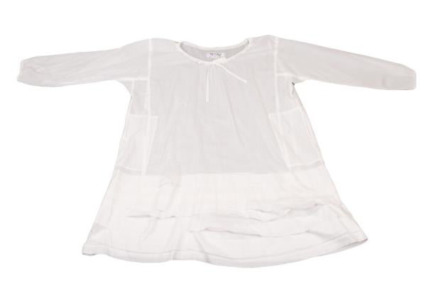 COMME des GARCONS Tiered Hem Cotton Tunic White Blouse Size S