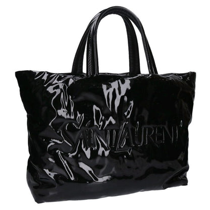 SAINT LAURENT PARIS Logo Patent Tote Bag Black Size ONE SIZE