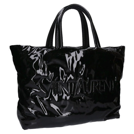 SAINT LAURENT PARIS Logo Patent Tote Bag Black Size ONE SIZE
