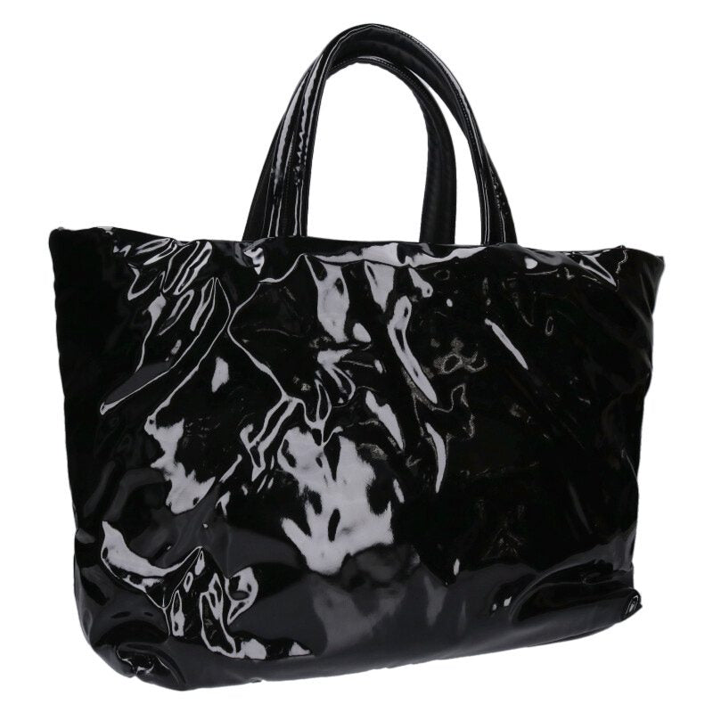SAINT LAURENT PARIS Logo Patent Tote Bag Black Size ONE SIZE