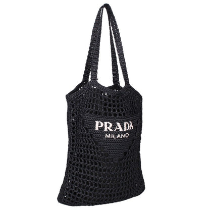 PRADA Raffia Triangle Logo Mesh Tote Size ONE SIZE